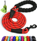Taglory Rope Dog Leash 4 FT with Comfortable Padded Handle, Highly Reflective Threads Leash and Anti-Tangle Clip for Walking Small Dogs, 3/8 inch, Red