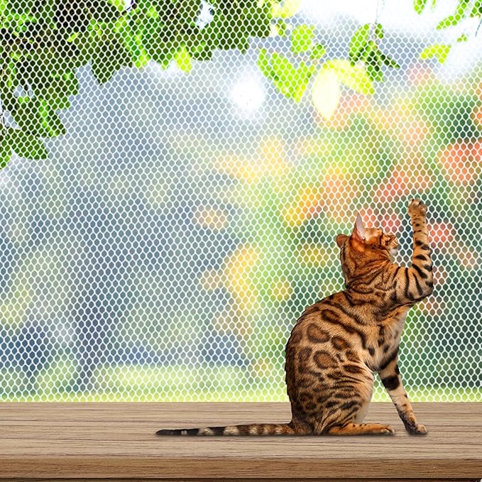 Shappy Balcony Net for Pets 16.5 ft x 2.5 ft Anti Fall Cat Dogs Netting Balcony Mesh Fence Net Screen Protection Crib Mesh for Pets Patios Stairway Clear Stair Banister Guard Apartment(White)