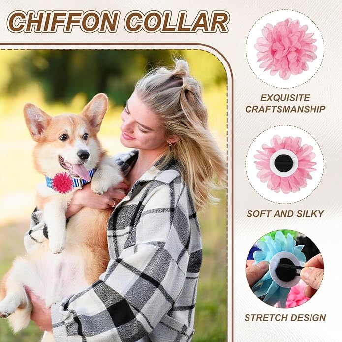 Dog Collar Flowers, Pet Flower Charms Soft Chiffon Cat Collar Bow Tie Floral Grooming Supplies, Intended for Rabbit