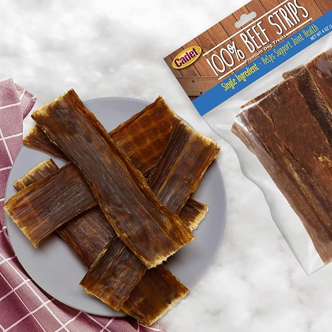 Cadet 100% Beef Strips Dog Chew Sticks, Long-Lasting Single-Ingredient Natural Treats, High-Protein, Perfect for Small & Large Breeds, 12 oz