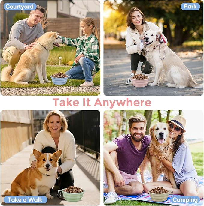 2-Pack, LeeRound Small Medium Collapsible Dog Bowl, Food-Grade Silicone Portable Travel Bowl for Dogs & Cats, Ideal for Hiking, Camping, Meet Needs Different Scenarios Feeding