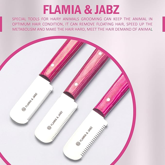 FJ Professional Stripping Knife, Right handed, 3 inch blade (Stainless Steel) (3 Pack, Pink)