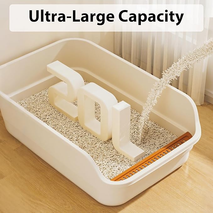 Gefryco Senior Cat Litter Box Low Entry Extra Large Litter Box for Indoor Cats Corner Low Cat Pan