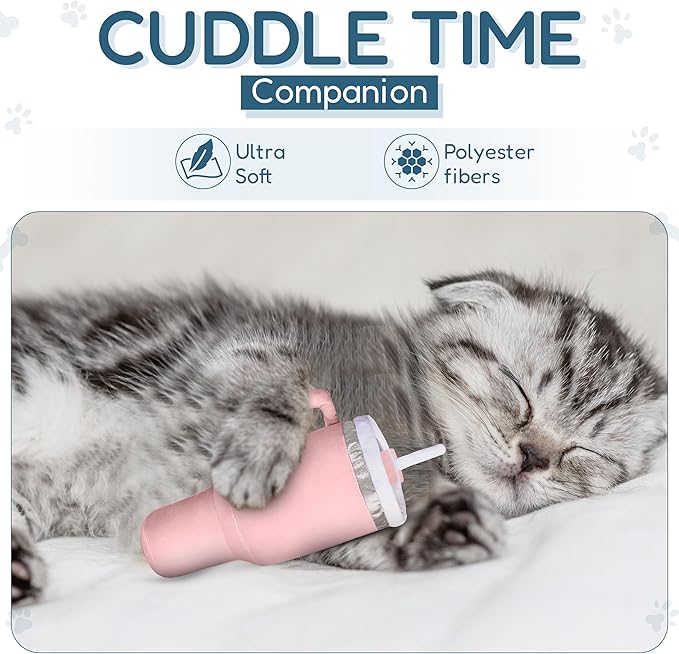 Kitty Cup Catnip Toy - Valentines & Birthday Cat Gift Toy with Catnip & Crinkle, Funny Gift for Girl Indoor Kitten (Pink Peach Dust)