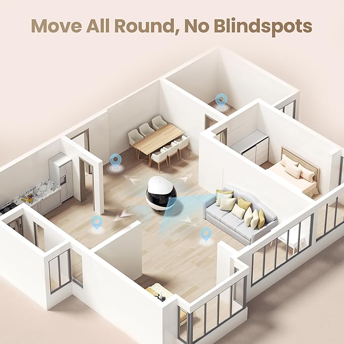 Enabot EBO Air 2 FamilyBot Indoor Security Camera Robot: 2K Pet Camera, Movable Home Robot, Custom Facial Expression, Auto-Recharge, Battery-Operated, 2-Way Talk, Night Vision(Jay Blue)