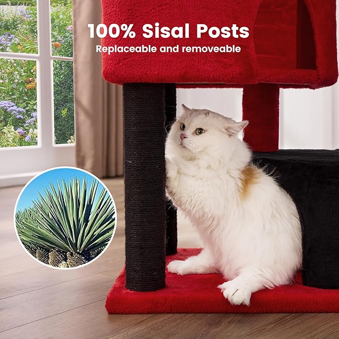 Gardner Pet 41" Tall Cat Tree for Medium-Large Cats, Heavy Duty Cat Trees Towers with 2.8in Posts & Washable Top Perches