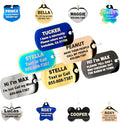 Engraved Dog Tags Personalized - Stainless Steel Engraved Dog Cat ID Tags Front & Back up to 8 Lines of Text Color Plating Gold, Rose Gold, Blue, Black, Nebula Rectangle Regular