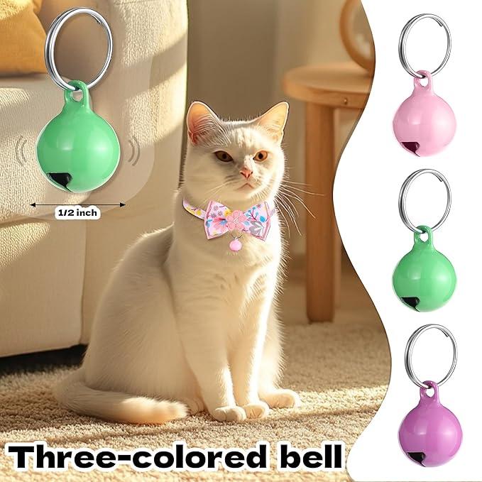 Cat Collar Breakaway, HYQHYX Floral Kitten Collar with Bell, Cute Cat Collar with Bow for Girl Boy Removable Bowtie
