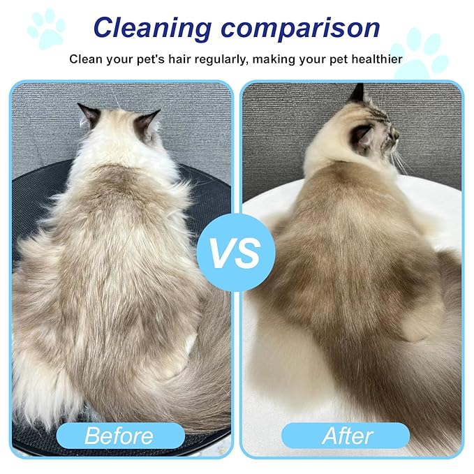 2 Pcs Self-Cleaning Flea Comb for Cats Dogs with Pet Hair Removal Glove – Dual Tooth and Gentle Cat Comb for Long/Short Hair – Ergonomic Zen Brush Cat Grooming/Nit Supplies