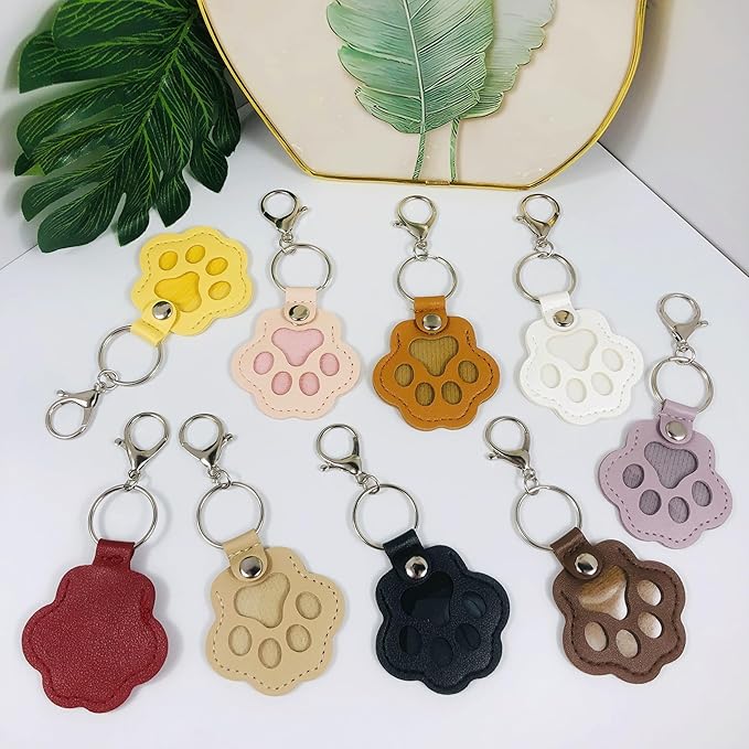 Pet Hair Storage Keychain, Dog Cat Fur Container Collector Keepsake, PU Leather Memorial Keyring, Collar Bag Charms