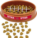 NCAA Super-Bowl - Utah Utes Slow Feeder Dog Bowl. Football Design Slow Feeding Cat Bowl for Healthy Digestion. Non-Slip Pet Bowl for Large & Small Dogs & Cats