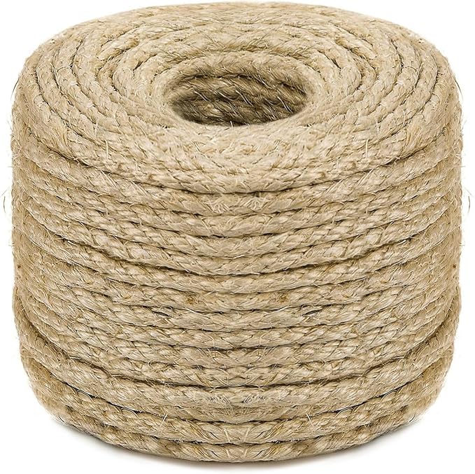 Sisal Rope for Cat Scratching Post Tree Tower Replacement for Repairing Recovering or DIY Scratcher (Natur, 10mm 100ft)