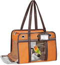 Sanmoncare Stylish Bird Carrier with PU Leather Handle, Portable Travel Cage for Cockatiels & Conures, Lightweight Parrot Bag with Stainless Steel Tray, Vet Visit, Brown