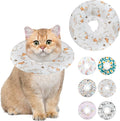 Soft Cat Cone Collar, Cute Cats Recovery Collar Suitable for Small, Medium, Large cat,Elizabethan Neck Collar for Cats After Surgery (White Cat, Large)
