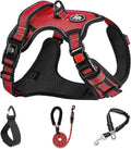 NESTROAD No Pull Dog Harness,Adjustable Oxford Dog Vest Harness with Leash,Reflective No-Choke Pet Harness with Easy Control Soft Handle for Large Dogs(X-Large,Red)