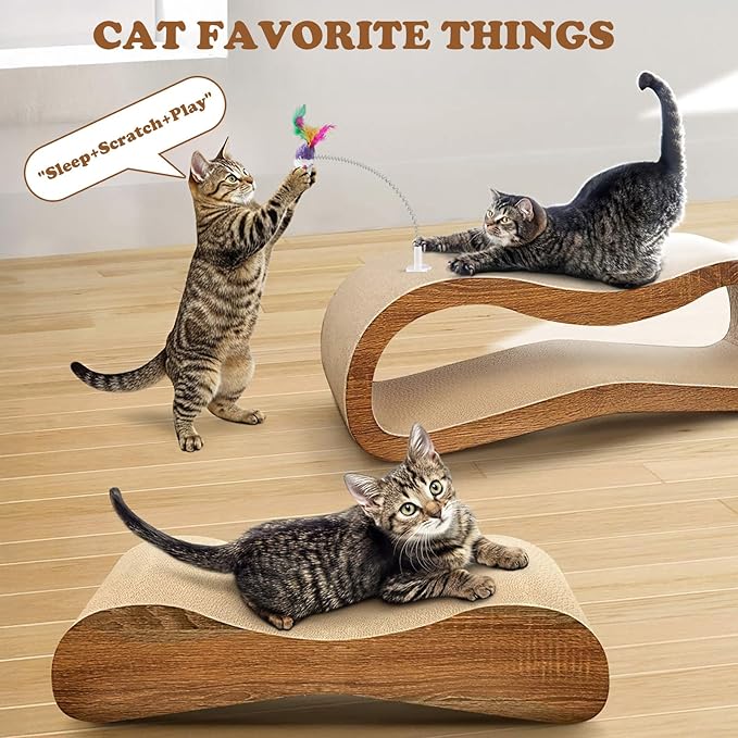 Simple Delxue 2 in 1 Cat Scratcher for Indoor Cats, Large Cardboard Cat Scratcher, 100% Recyclable&Reversible Scratching Pads Prevents Furniture Damage