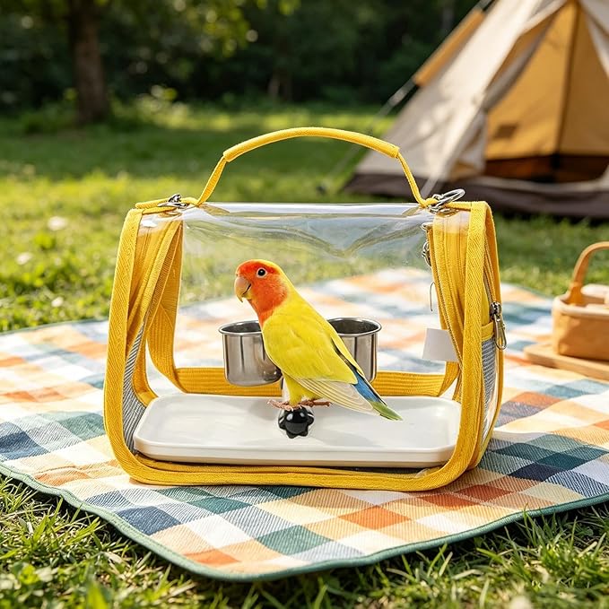 Bird Travel Carrier - Transport Bag for Bird with Perch - Lightweight Parakeet Cage - for Parrot Parakeet Cockatiel Conure Cockatoo Outdoor Travel Camping Road Trip Vacation