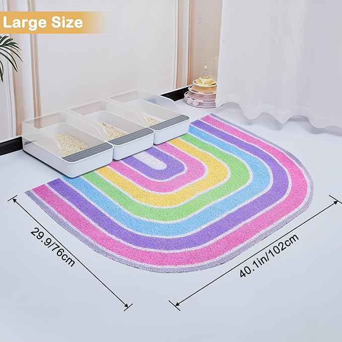 Unicorn Catcher Cat Litter Mat Quality Litter Box Mat Large Non-Slip Cat Litter Mat Litter Trapping Mat Soft Kitty Litter Mat Compatible Two Litter Boxes Cat Products Easy to Clean,Pink,XL
