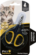 Cat Nail Clippers by Pet Republique – Professional Stainless-Steel Nail Clipper for Cats, Kittens, Hamster, Rabbits, Birds, & Small Breed Animals Claw Trimmer (Black+Yellow)