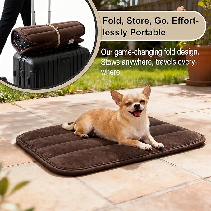 Dog Crate Pad, Ultra Soft & Anti-Slip Kennel Mat, Secure Fit for Metal Crates & Dog Cages, Washable Cozy Bed for Small Medium Large Dogs (Dark Brown, S(23"*14"*1.5"))