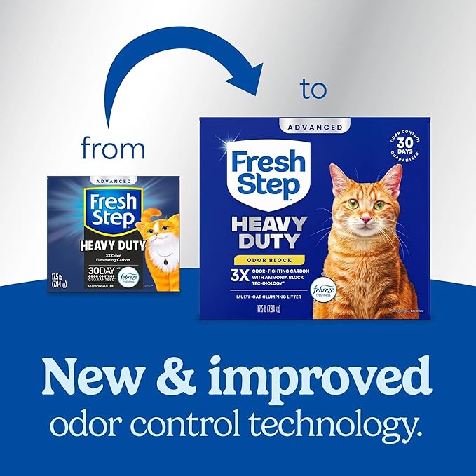 Fresh Step Heavy Duty Odor Block Advanced Multi Cat Clumping Litter with Febreze, 17.5 lb (Package May Vary) (Pack of 3)