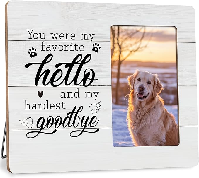 Pet Memorial Gifts for Dogs Remembrance Picture Frame, Loss of Dog Sympathy Gift, My Hardest Goodbye Frames Fits 4x6 Photo