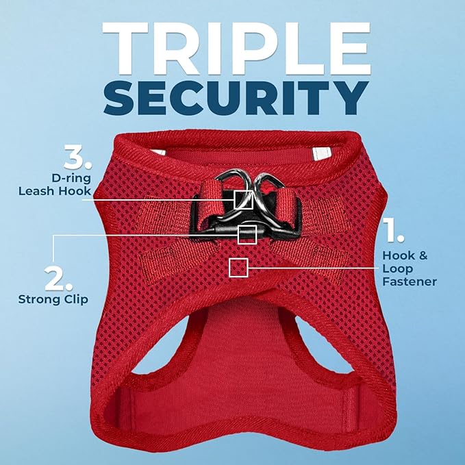 Best Pet Supplies Voyager Step-in Air Harness - All Weather Mesh, Reflective, No Pull Harness for Dogs, Cats - Secure with Hook & Loop Fastener, Buckle, Double D-Rings - Red, XXS