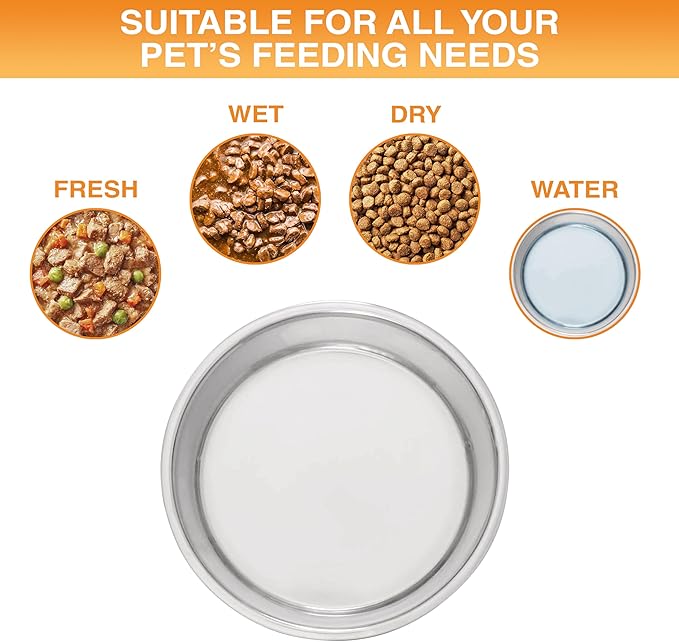 Neater Pet Brands Stainless Steel Dog Bowls with Non-Slip Rubber Bottom – 3 Cup (24 oz), Black - Set of 2 Heavy Duty Metal Dog Bowls, Dishwasher Safe, Food or Water Bowl, Ideal for Small & Medium Dogs