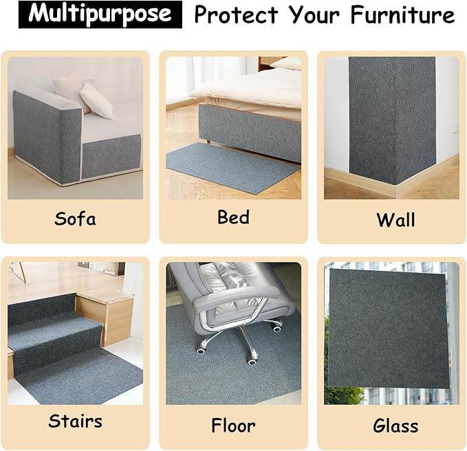 NATUYA Cat Scratcher Mat Furniture Protector, Trimmable Replacement for Cat Tree Scratch Post, Self-Adhesive Couch Protector, Large Cat Climbing Wall Mounted Pad (Light Gray, 78.7 * 15.8")