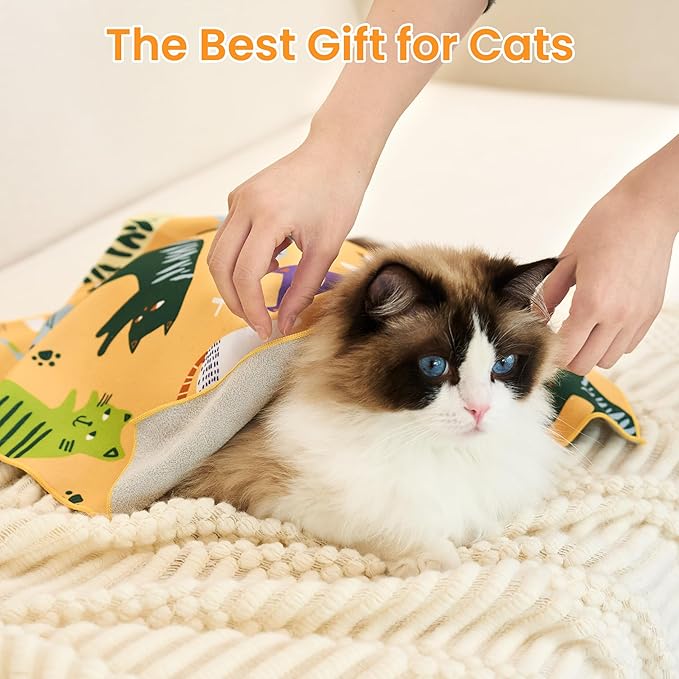 17.7'' Cat Grooming Wrap for Cutting Nails Self-Adhesive Soft Polyester Fabric Swaddle Wrap for Cats Anti-Scratch Anti-Escape Restraint for Nail Clipping Pet Cleaning and Beauty (Versatile Cat,M)