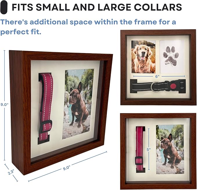 Dog Paw Print Kit for Dogs, Dog Picture Frame with Shatterproof Plexiglass, 4 Customizable Displays, 9”x9”, Pet Memorial Gift for Dogs, Loss of Pet Sympathy Gift, Pet Paw Print Impression Kit (Brown)