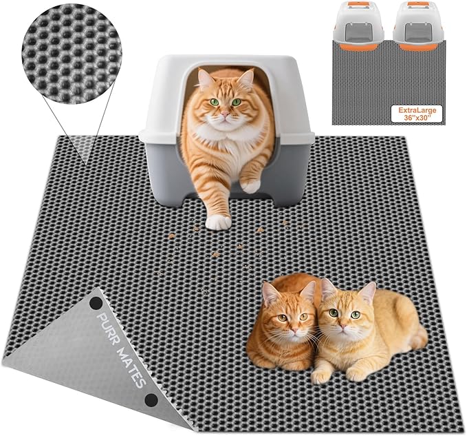 XL Extra Large Cat Litter Box Trapping Mat Honeycomb Tracking Catcher for Indoor Floor, Washable Waterproof Kitty Litter Tray Pads, Keep Your Home Easy Clean, Non Slip and Deodorizing 36x30 Inch