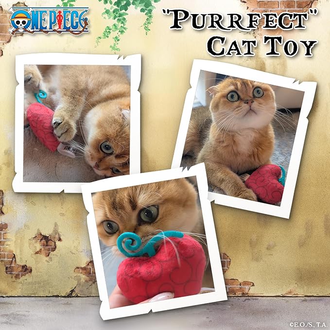 Pawsonify One Piece Anime Catnip Cat Toys for Indoor Cats: Crinkle Plush Op-Op Fruit Interactive Kitten Toys for Indoor Cats Self Play, Chew & Catnip Kicker for Adult or Kitten Enrichment