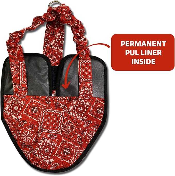 Hen Holster Premium Starter Kit - Bird Diaper, Wrap Around for Hens, Roosters, Ducks - Leak-Proof, Comfortable Bird Harness with Sewn-in Liner, Secure Hook & Loop Closure - S/M, Red Bandana