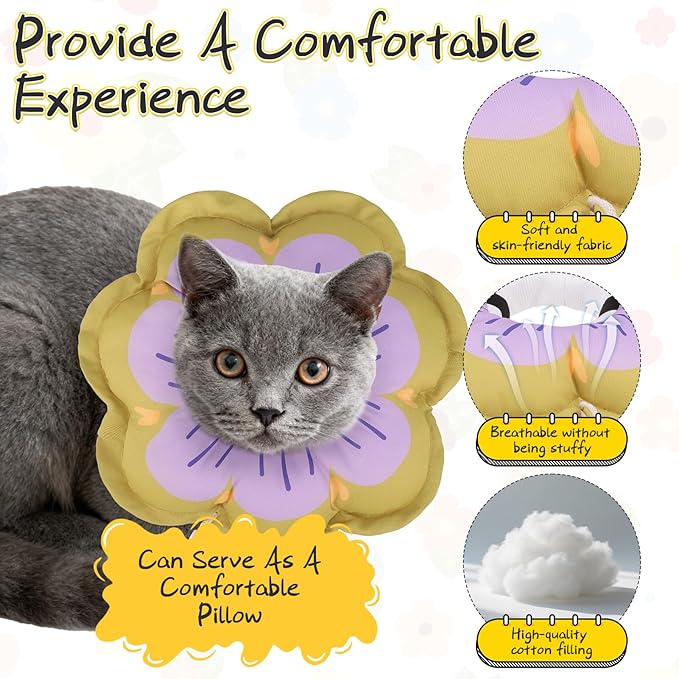EXPAWLORER Cat Cone Collar Soft, Cat E Collar Recovery After Surgery to Stop Licking, Adjustable Waterproof Cute Neck Elizabethan Pet Kitten Puppy Donut Pillow for Cats Puppy Wound Healing, GreenL