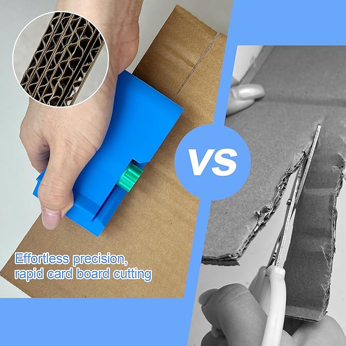 Cardboard Cutter for Cat Scratchers – 3D Printed Portable Cardboard Strip Cutter with 7 Replaceable Blades, DIY Cat Scratcher Tool (Blue)