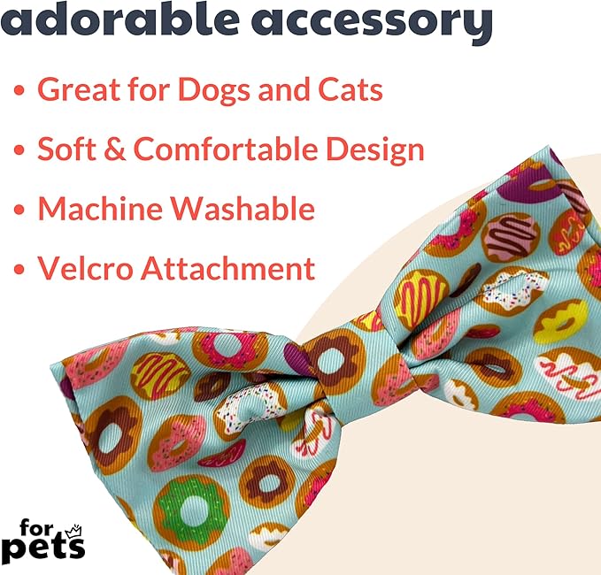 Huxley & Kent Pet Bow Tie for Dogs & Cats - Adjustable Hook & Loop Collar Accessory - Cute & Comfortable for Holidays & Celebrations - Fresh Donuts, Extra-Large