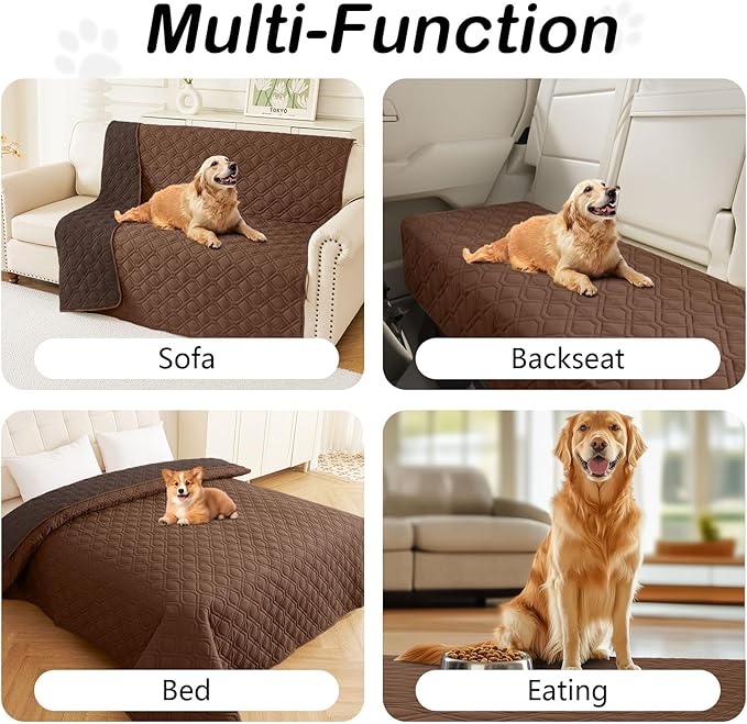 hyha Waterproof Dog Bed Blanket, Soft Pet Blankets, Waterproof Couch Cover for Dogs, Reversible Sofa Covers Washable for Furniture (52x82 Inch, Brown/Chocolate)