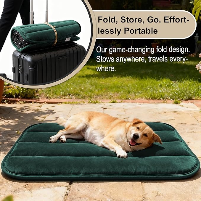 Dog Crate Pad, Ultra Soft & Anti-Slip Kennel Mat, Secure Fit for Metal Crates & Dog Cages, Washable Cozy Bed for Small Medium Large Dogs (Green, M(28"*16"*1.5"))
