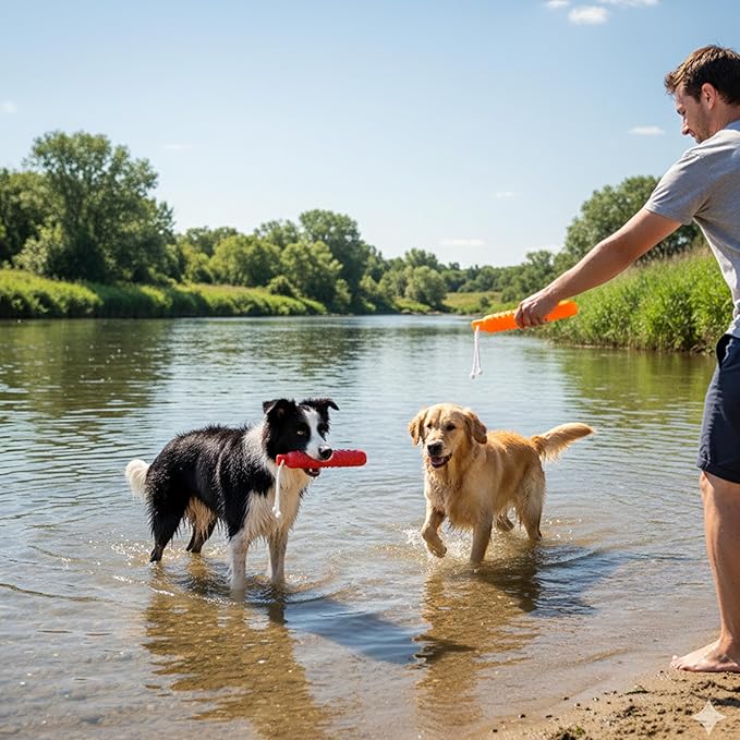 Dog Float Toy - Interactive Training Bumper & Fetching Retrieving Dog Water Toys Dummy Outdoor - Lightweight for Float on the Water Pool Fetch Rope Pet Toys for Small, Medium, Large Dogs