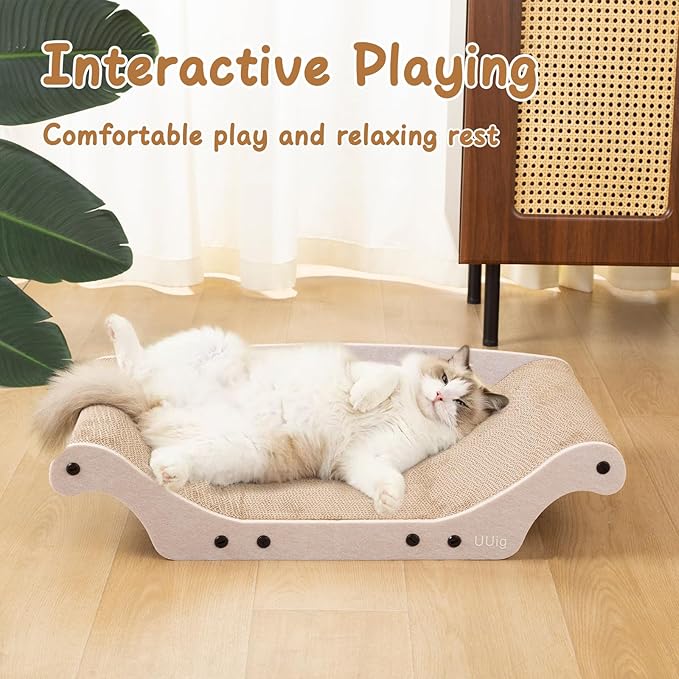 Cat Scratcher Bed Cardboard Cat Scratch Couch Board 25 inches Large Cat Scratching Sofa Lounge & Scratch Pad for Indoor Cats, Furniture Protector