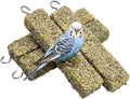 Fhiny 4 PCS Parakeet Treats, Natural Cockatiel Food Eucalyptus Leaves Mixed Grains Parrot Snack Sticks Bird Treats for Budgerigars Lovebirds Canaries Conurus Finches