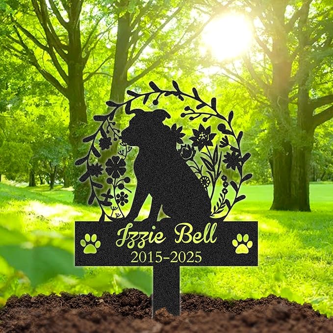 Personalized Pet Graves Marker Dog, Custom Pet Headstone, Waterproof Memorial Plaques for Outdoor, Metal Cemetery Markers Yard Decor, Memorial Garden Stakes, Loss of Dog Sympathy Gift Color09