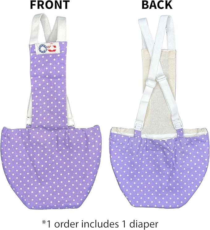 Chicken Diapers Duck Diaper Diaperalls for Hens, Roosters, Ducks, Ducklings - Reusable, Adjustable by Uni Infinity (Lavender Polka Dots, Chicken Large, 1, Count)