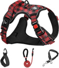 NESTROAD No Pull Dog Harness with Leash, Reflective No Choke Pet Vest Harness,Adjustable Soft Padded Dog Harness with Easy Control Handle for Small Dogs(Checkered Red,Small)