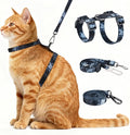 Cat Harness and Leash Set, 3-in-1 Escape Proof Adjustable, Comfortable Soft Lightweight, Safe, Easy to Wear, Walking Travel Kitten Harness for Small Medium Cats （Black
