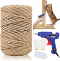 262 ft Sisal Rope for Cat Scratcher Kits, 6mm Thick Rope for Cat Scratch Post, DIY Hemp Twine with Hot Glue Gun and 30 Glue Sticks