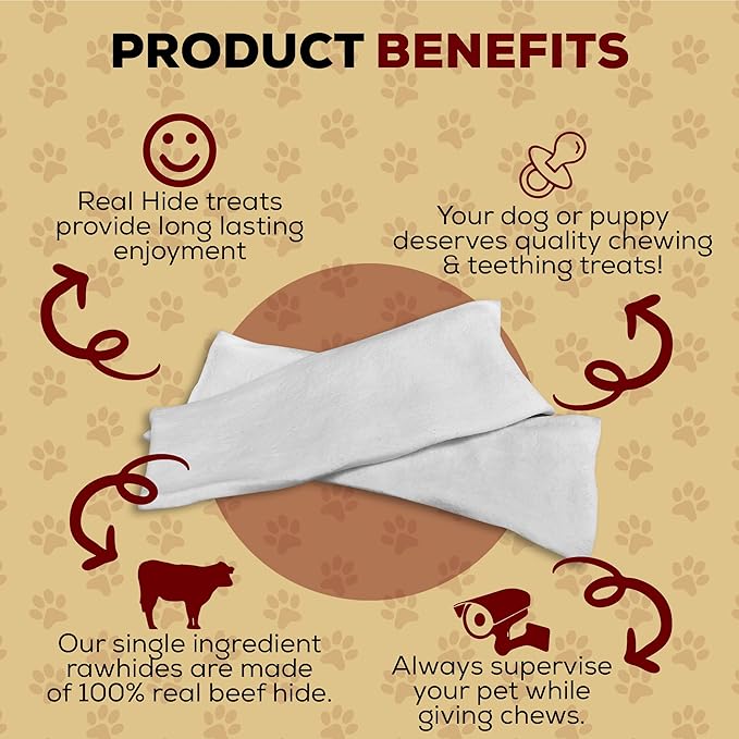 Dog Chew Treats, Rawhide Chips, Beef Hide | All Natural | 1 Pound Pack of 2 | Premium Quality | For Small/Medium/Large Dogs