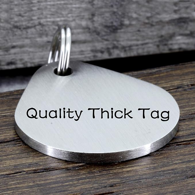 Ultra Joys Dog ID Tag, Custom Dog Tag Personalized Cat Tag, Pet ID Tag, Brushed Stainless Steel Teardrop Dog Tag Silver Small