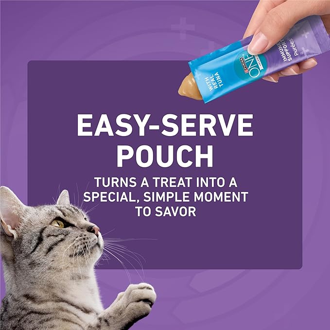 Purina ONE Plus Immune Support Purees with Real Tuna Lickable Cat Treats - 1.4 oz (Pack of 4)